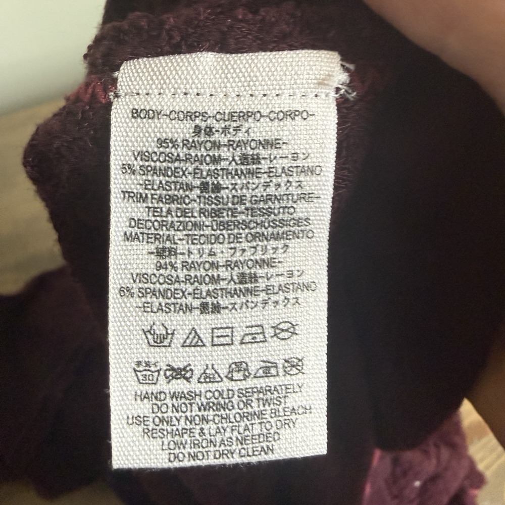 We The Free Womens Medium Burgundy Laguna Thermal Waffle Knit V-Neck Long Sleeve - Picture 6 of 8